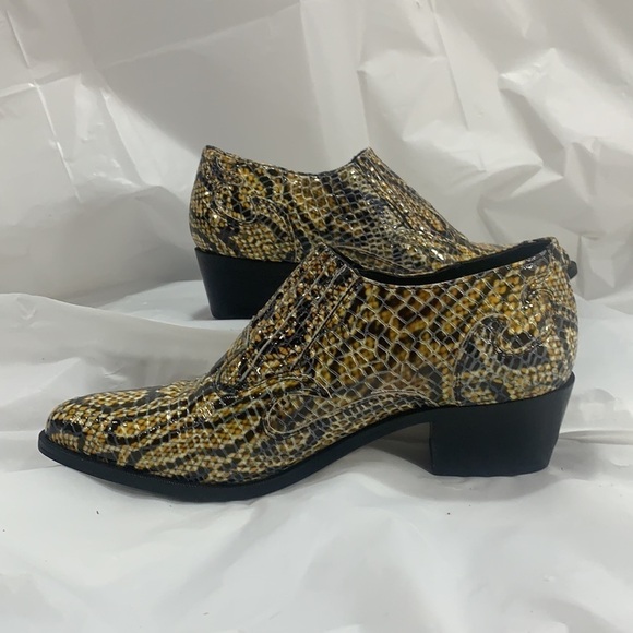 WOMEN’S Dingo Yellow Black Snakeskin Leather Healed Bootie Size 7.5M - Picture 5 of 12